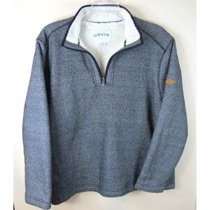 Orvis Classic Collection‎ Gray 1/4 Zip Sherpa Lined Fleece Sweater Men's XXL